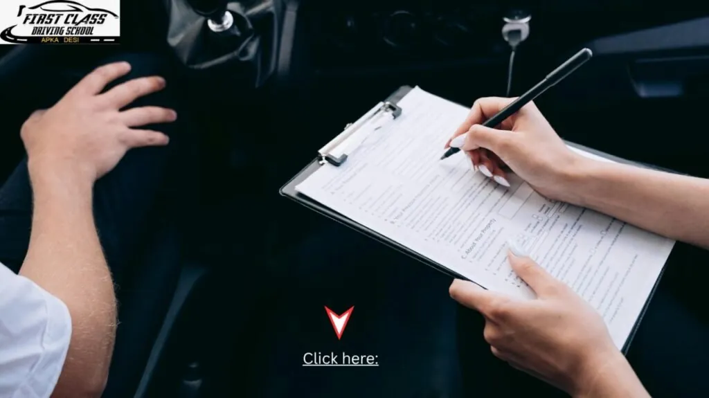 Filling in a car insurance form on a clipboard inside a car
