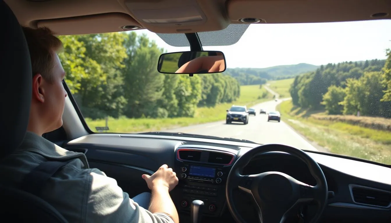 Student practicing maneuvers in a car, highlighting the importance of professional driver training in Pennsylvania.