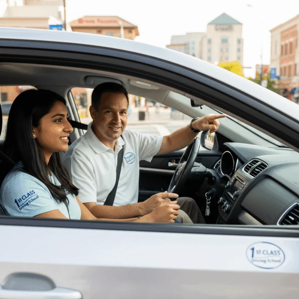 Student practicing intersection navigation in King of Prussia with driving instructor
