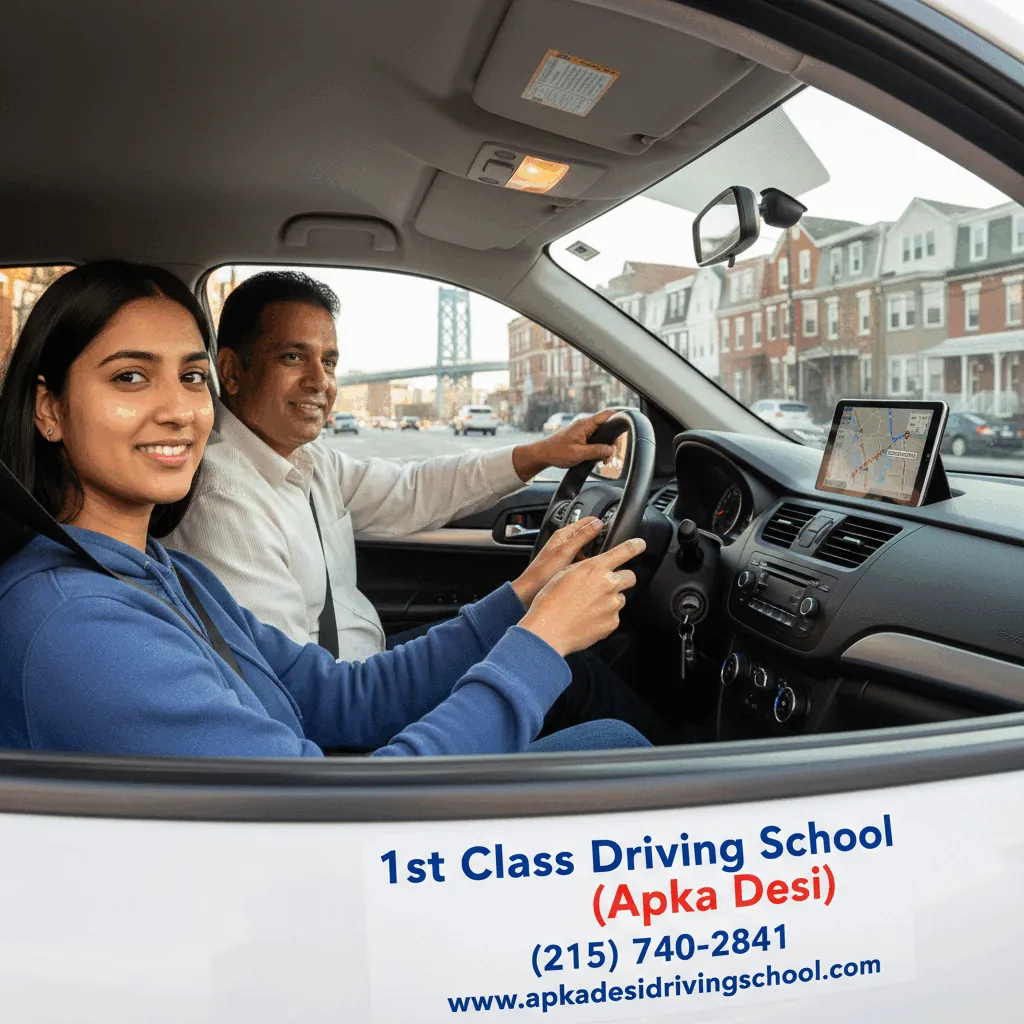 A student driver confidently parallel parks between cones during their road test at the Oregon Ave DMV in Philadelphia.