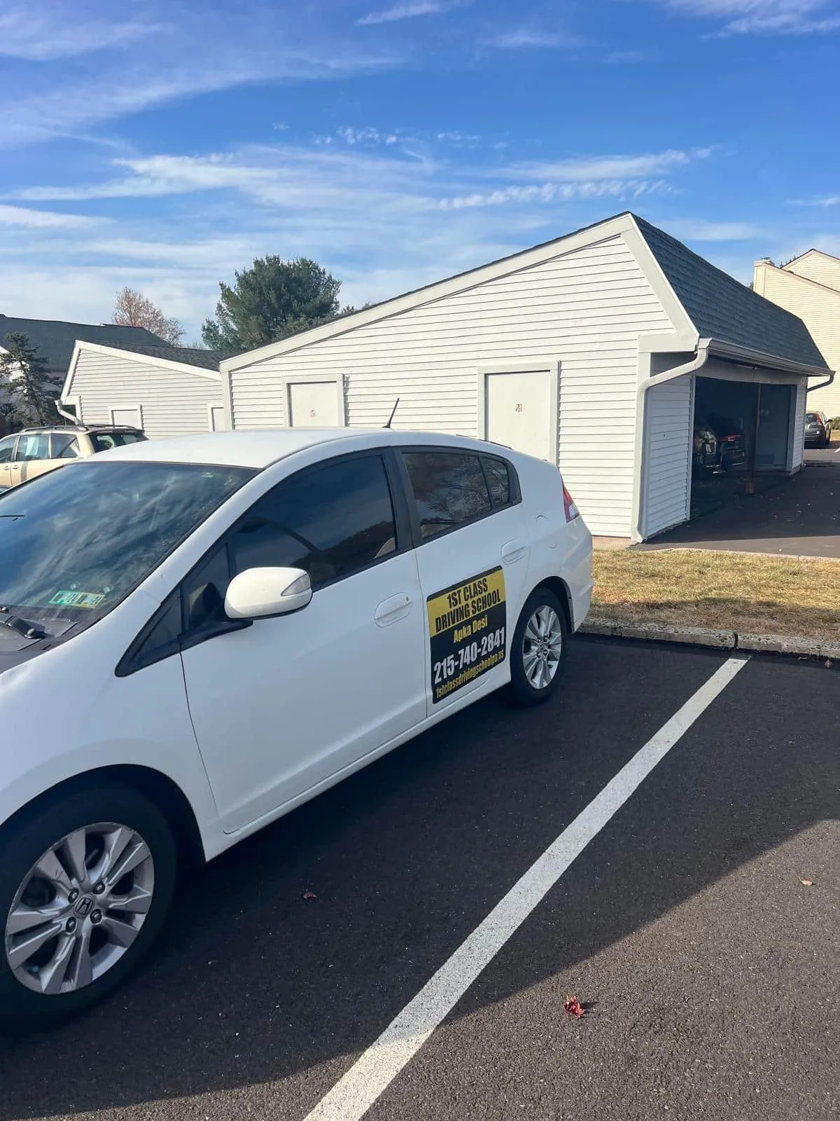 Training car waiting at a lesson pickup point